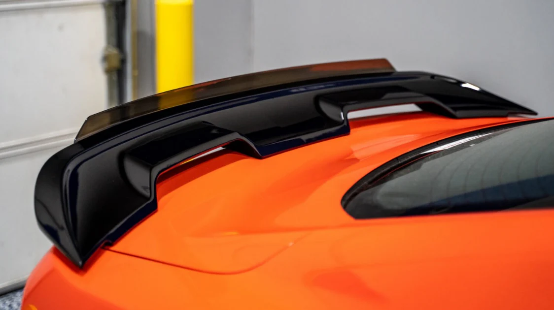 Mustang S550 - GT500 Style Rear Spoiler with Tinted Wicker Bill - Gloss Black - Image 4