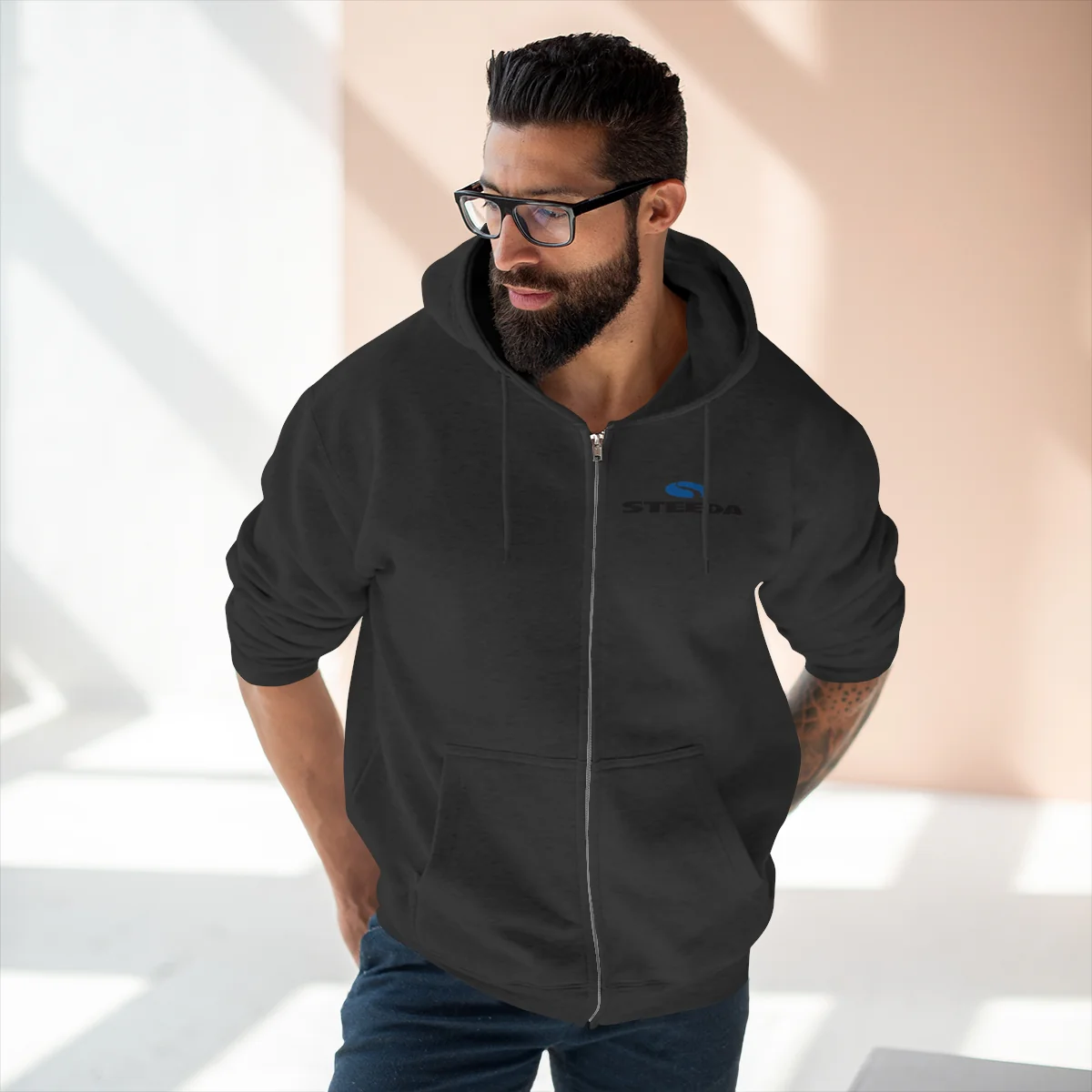Steeda Logo Full Zip Hoodie - 3 Colours - Front / Rear Design - Image 9