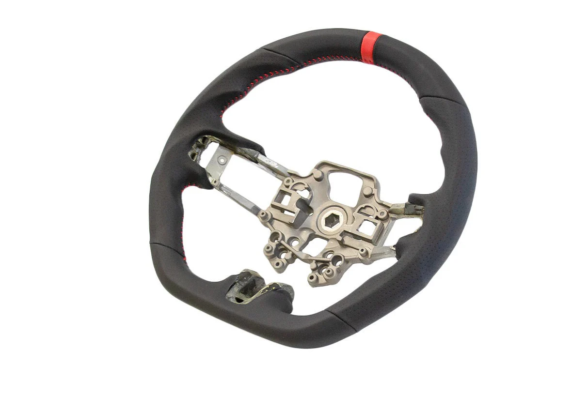 Steeda Mustang Black Perforated Leather Steering Wheel - Red Accents (2018-2023) - Image 3