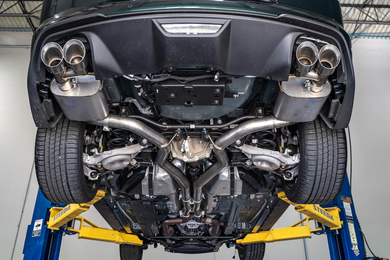 Steeda Mustang GT V8 3" Quad Tip Passive Catback System (2018-2023) - Image 2