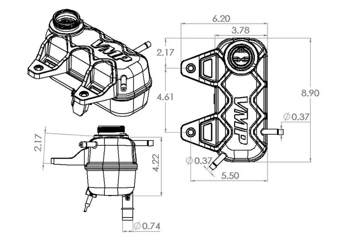 VMP "Degas" S550 Mustang Coolant Header Tank 2015-2023 - Image 4